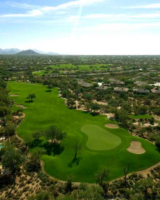 Aerial view of green #1 at Terravita Golf Club