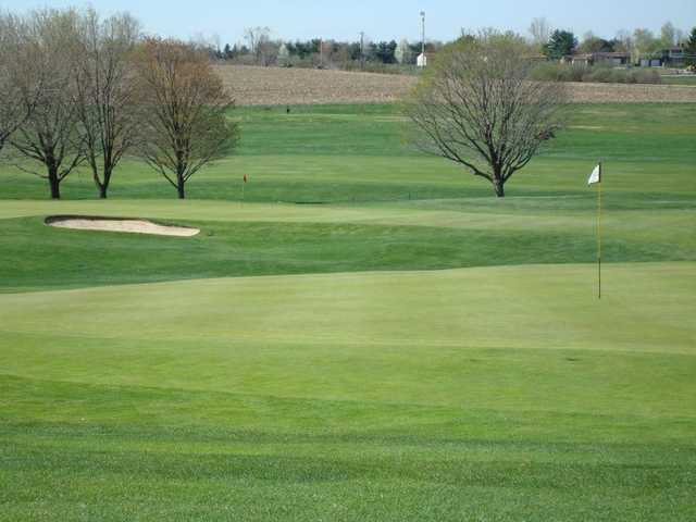 A view of the 2nd green with #1 in background at Chippewa Golf Club