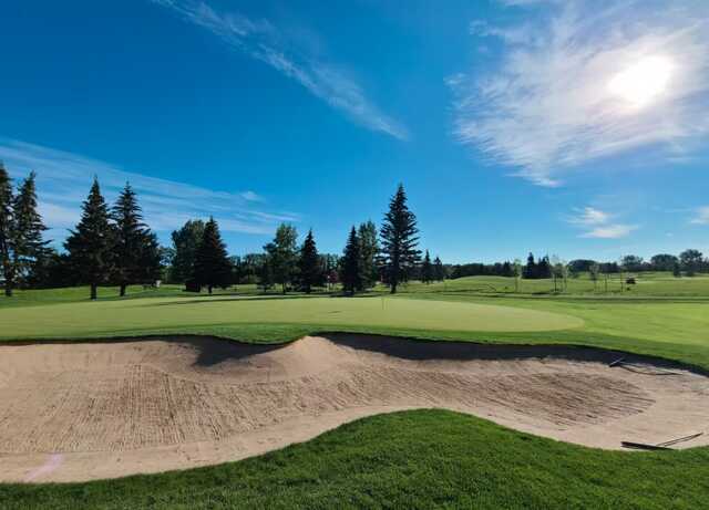 View of a green from the Championship course at Olds Golf Club.