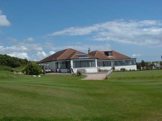 A view of the clubhouse at Portpatrick Dunskey Golf Club.