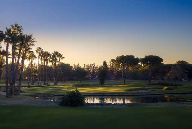 Sunrise view of the 3rd green from Real Club de Golf de Sevilla