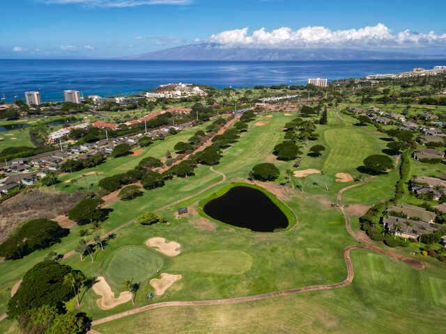 Aerial view of the 11th hole at Ka'anapali Kai.