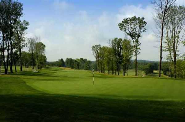 A view of the 18th hole at Hudson Hills Golf Course