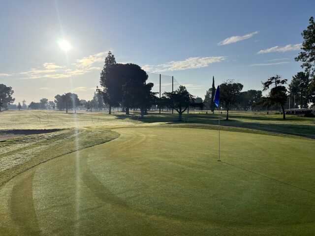 A sunny day view of a hole at Airways Golf Course.
