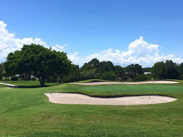 View of a green from Savanna Club Golf Course.