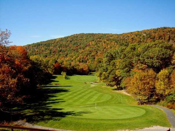 A view of the 15th green and fairway at West Point Golf Course