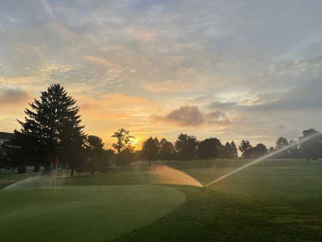 Sunrise over the 1st green at Riverview Golf Club.