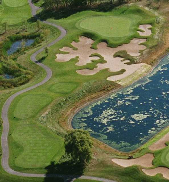 Aerial view of hole #13 at Foxford Hills Golf Club