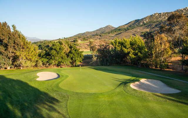 A view of a well protected green at Oak at Temecula Creek Inn Golf Resort.