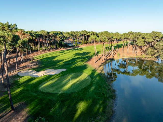 Aerial view of a green from PGA Aroeira No. 1