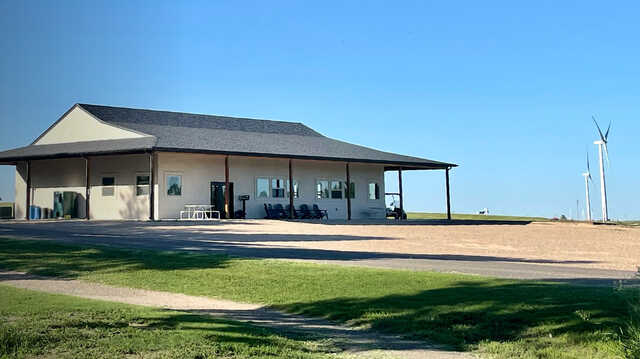 A view of the clubhouse at Prairie Pines Golf Club.