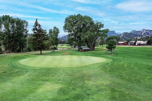 A view of the 3rd green at Lake Estes Executive 9 Hole Course.
