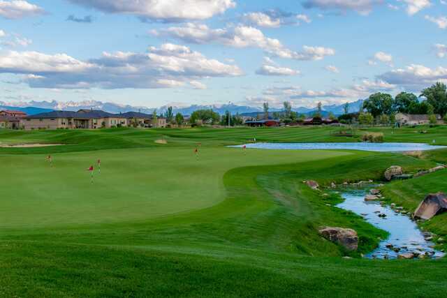 A view of the practice putting green from The Links at Cobble Creek.