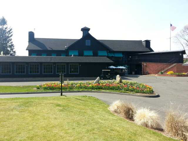A view of the clubhouse at Tunxis Country Club.