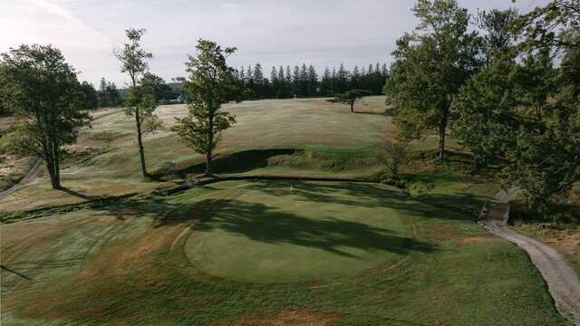 Aerial view of a green from Sullivan County Golf Club.