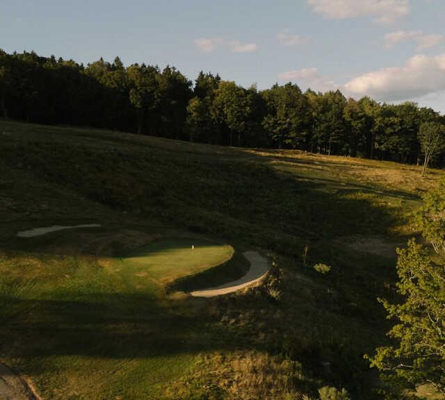 Aerial view of a green from Sullivan County Golf Club.