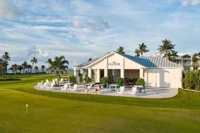 A view of the practice putting green from The Clutch Golf Course at South Seas Island Resort