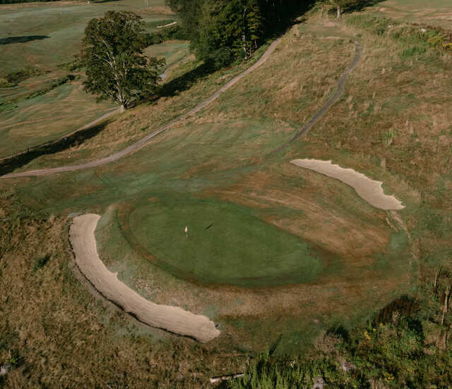 Aerial view of a green from Sullivan County Golf Club.