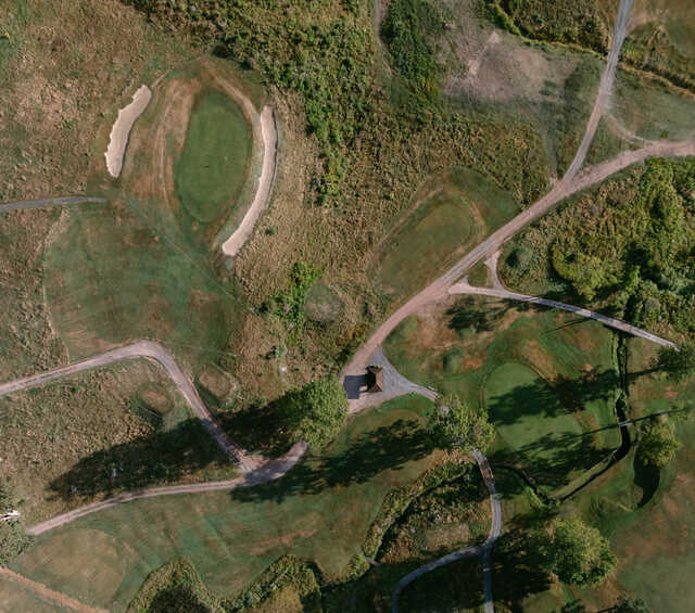 Aerial view of a green from Sullivan County Golf Club.