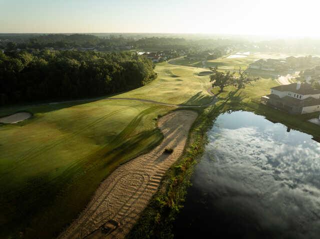 Aerial view of the 6th hole from Providence Golf Club.