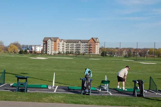 A view from the driving range tees at Bridges of Poplar Creek Country Club