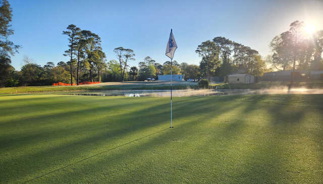 A morning day view of a hole at Blue Cypress Golf Club.