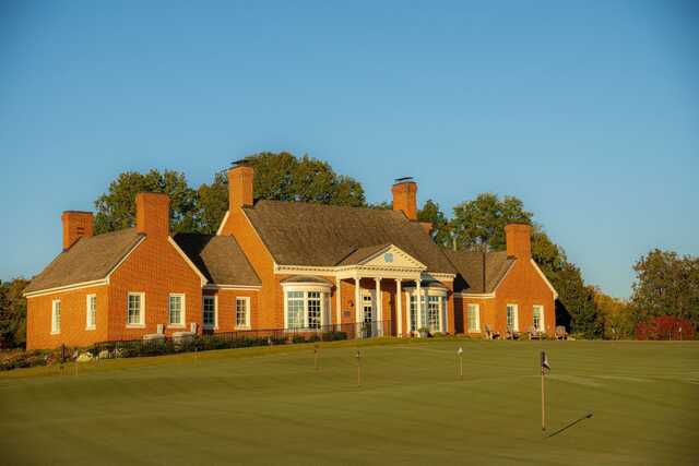 View of the clubhouse and putting green from UNC Finley Golf Club