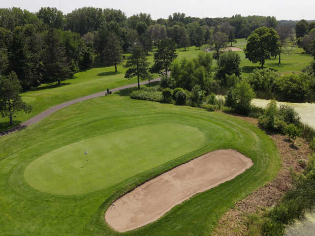 Aerial view of the 10th green from Chomonix Golf Course.