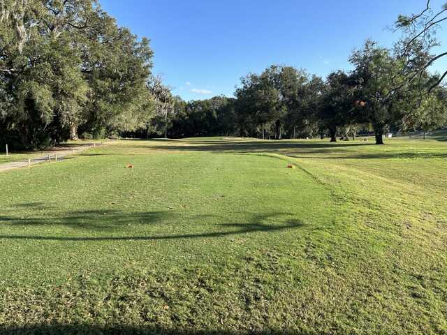 A view of a tee at Mount Dora Golf Club.