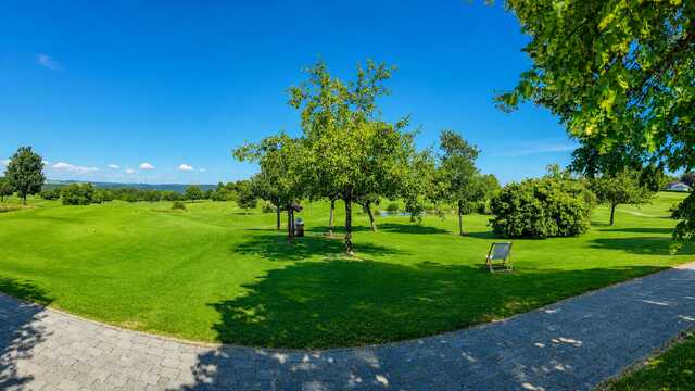 View of the 6th green and 7th tee from Bad Ueberkingen Golf Club.