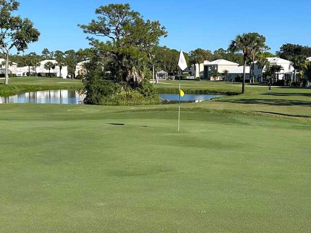 A view of a hole at Riverbend Golf Club.