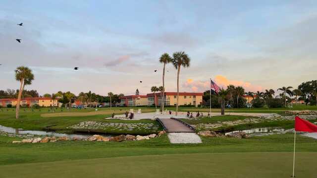 A moning day view of the practice area at Mangrove Sands Golf Club.