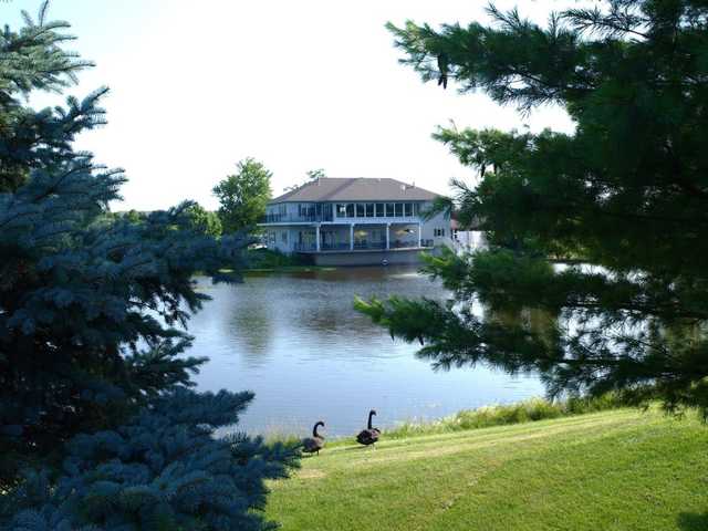 A view of the clubhouse at Mystic Oak Golf Course