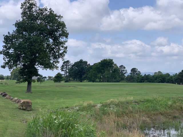 View of the 1st green from Wolf Mountain.