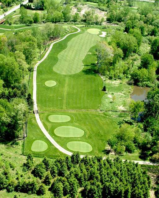 Aerial view of the 7th hole at Mud Run Golf Course