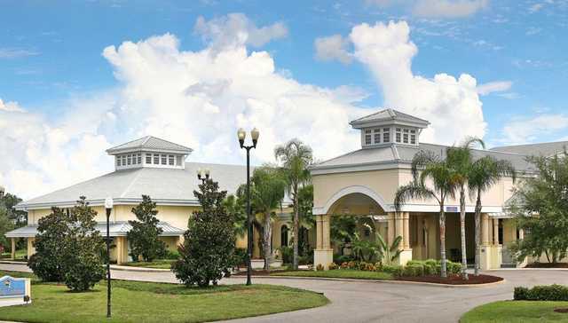 A view of the clubhouse at Riverside Golf Course
