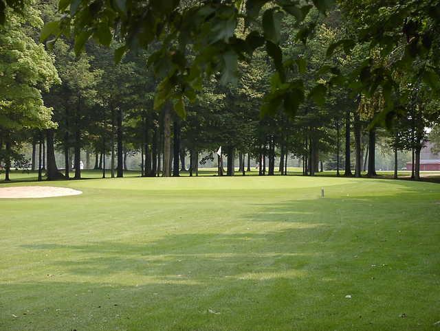 A view of green with bunker on the left at Nature Trails Golf Course