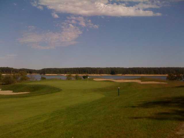 A view of the 12th hole with water coming into play from Eagle Creek Golf Course