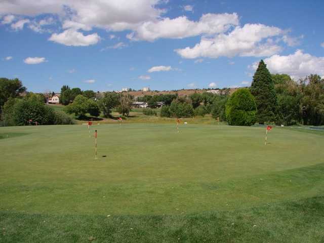 A view of the practice putting green at Prescott Country Club