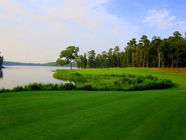 A view of a hole with water coming into play from left at Texarkana Golf Ranch.