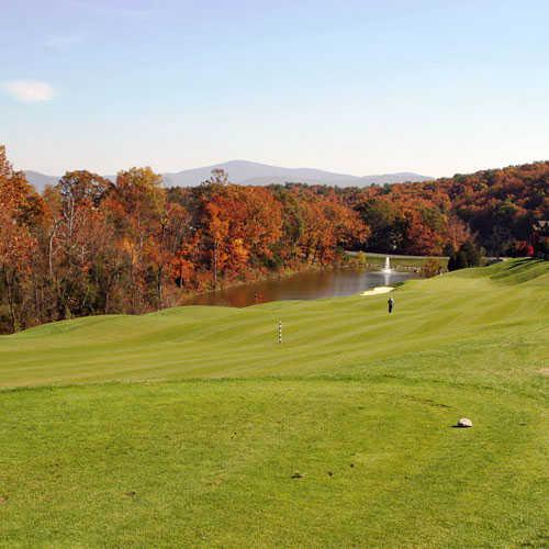 A view from the 17th tee at Woodstone Meadows Course from Massanutten Resort