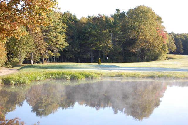 A view over the water of green #2 at Freeport Country Club