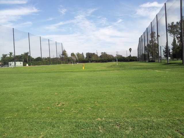 A view of the driving range at Heartwell Golf Course