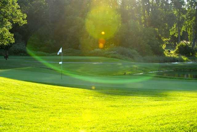 A sunny view of green at Timber Ridge Golf Course