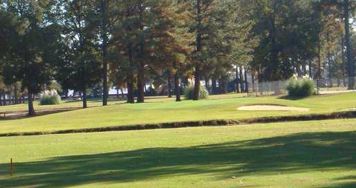 A view of green protected by bunkers at Valley Pine Country Club
