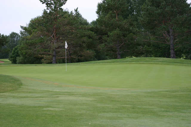 A view of the 5th green at Raccoon Creek Golf Course