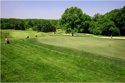 A view of hole #17 at Hobbit's Glen Golf Club