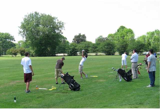 A view of the driving range tees at Currie Golf Course