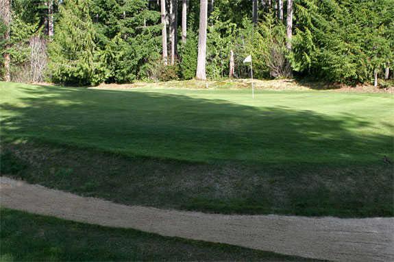 A view of the 1st hole at Lake Cushman Golf Course.