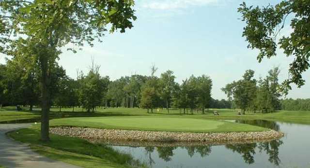 A view of the island green at Dragon Ranch Golf Club